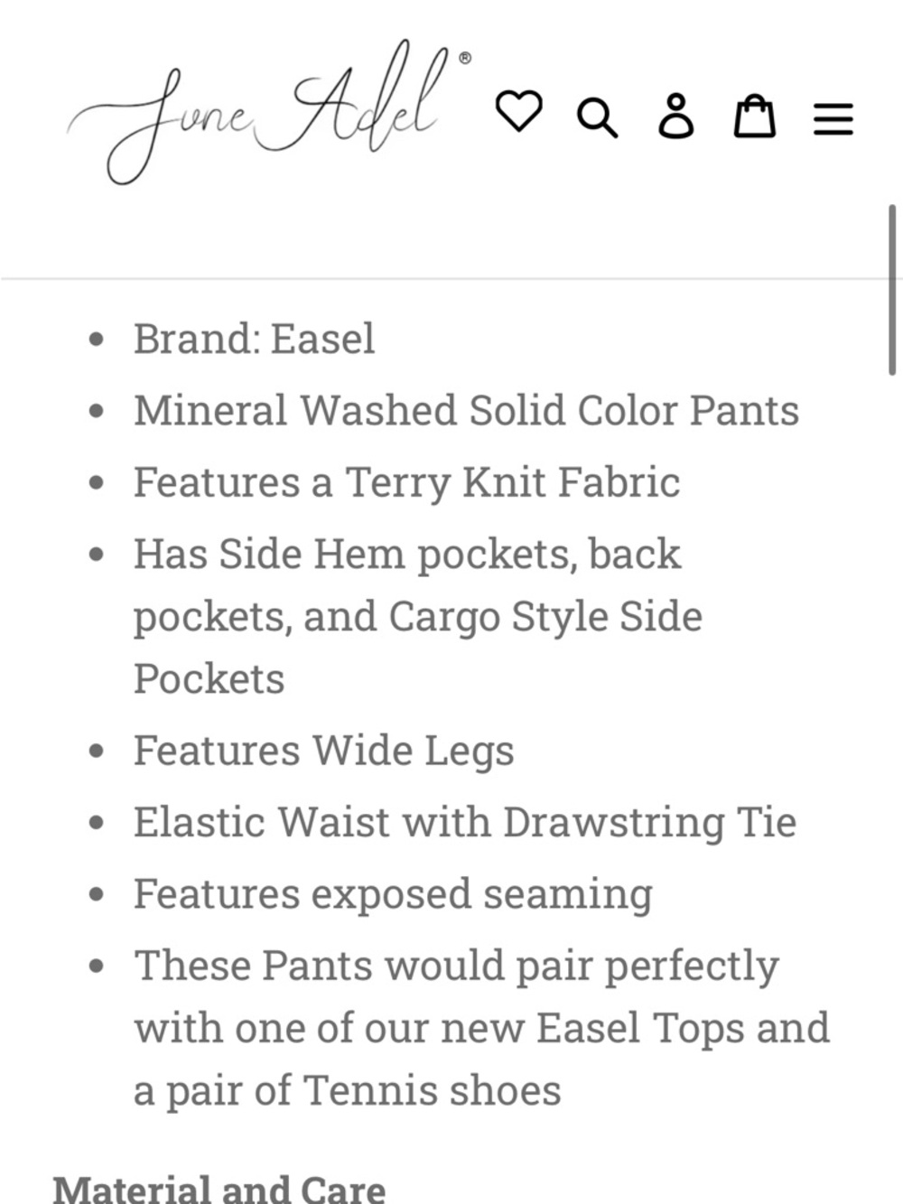 easel Olive Mineral-Washed Wide Leg Cargo Pants - Picture 3 of 4
